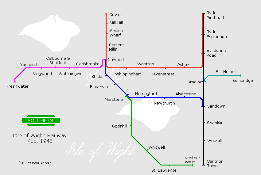 Isle Of Wight Nostalgia Site 1948 Railway Map