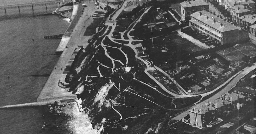 Detailed view from old photo of Ventnor from the air