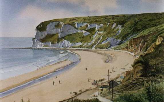 Painting of Whitecliff Bay by Geoff Hall